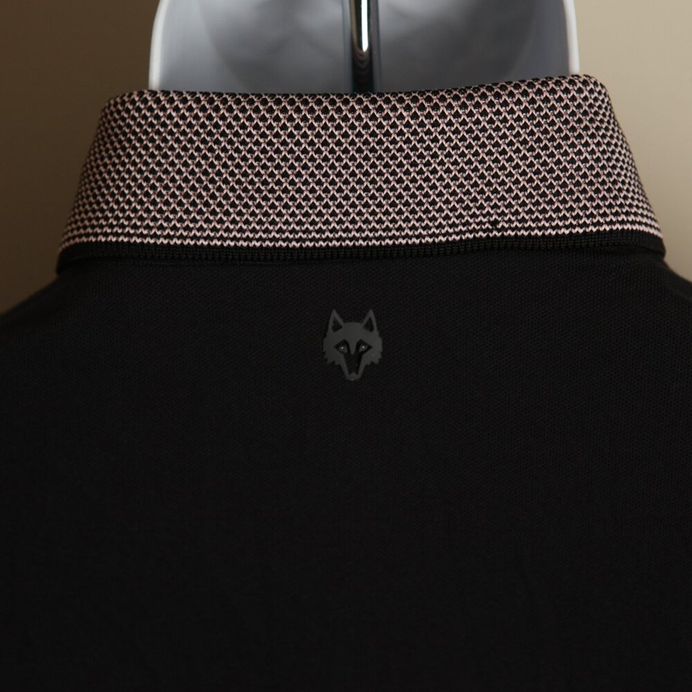 Greyson Black Polo Shirt with Patterned Collar